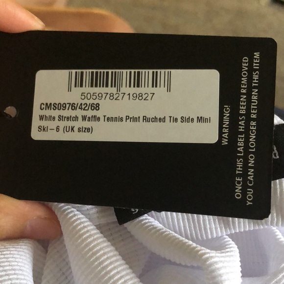 Prettylittlethings NWT White Tennis Ruche tie Tube Top - Picture 7 of 10